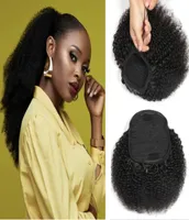 How How Human Hair Extensions Wefts Pony Tail Yaki Straight Afro Kinky Curly Ponytail for Women All Ages Natural Color Black820Inc6570173