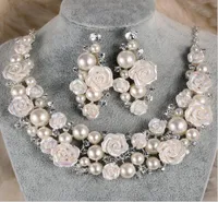 Lyxig billig strass tiara huvudbonad kronhalsband örhänge för bröllop brudparty klänningar brud smycken