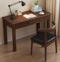 Bedroom Furniture Solid wood desk simple home office study desk Computer books Rubberwood material Stool table