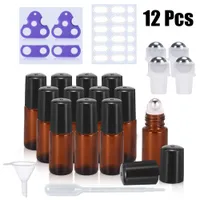 12 Pieces Batch 5ml 10ml Thin Glass Roller Essential Oil Bottle Refillable Perfume Sample Test Bottle Perfections