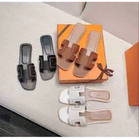 Designer Luxury Slipper Sandals Oran Hermee Original 2022 h Women Genuine Leather Flat Shoe Sandal Party Wedding Shoes Summer Beach