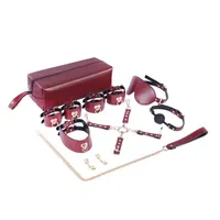 High Quality BDSM Bondage Kits Portable PU Leather set Handcuffs Collar Gag Mask Sex Toys For Women Couples Adult Games