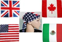 100Cotton Hair Bandana Beanie Tie Down Hat Head Wrap Us UK Canada Mexico Flag Scarf12PCSlot 2425145