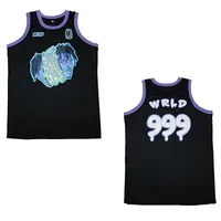 Juice WRLD 999 Jersey Lemonade Soszcie haftowanie Outdoor Sportswear Hip-Hop Film Black Summer Basketball koszulki