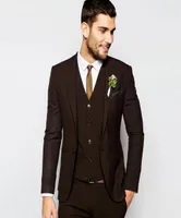 Fashion Brown One Button Mens Prom Costumes Paped Dever Wedding Cost for Men Tuxedos Trois pi￨ces Blazers Veste Pantalon Gire