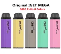 IGET MEGA MEGA DIRECTIVE E Cigarettes 10 ml Dispositif Vape Pod 3000 Puffes grande capacité Énorme vapeur 19 Colours King Mega Legend in8855989