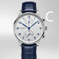 LW Coffee Leather Men Sapphire Rose Gold Watch Black Blue Chronograph Sport White Watches Pilot PORTUGIESER IM1G
