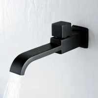 Bathroom Sink Faucets 4-minute Single Cold Black Balcony Mop Pool Copper Faucet Toilet Wall Extended