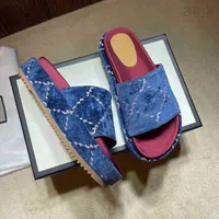 Brand Multicolor Platform Sandal Slides Designer Sandals Embroidery Thick bottom slipper luxury Alphabet lady High heel Slippers Summer