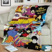 Couverture Bande Beatle 3D Imprimer en peluche jet sur canapé décor de maison Soft Warmth Washable Nap Drop 221026202U