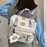 DCIMOR Lovely Multifunctional Backpack Teenage Girl Ring buckle Portable Travel Bag Female Small Schoolbag Badge Women Backpacks2846