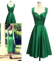 빈티지 1950039S Elegance Emerald Green Cocktail Dress 고품질 Real PO Tea Tea Tea 길이 짧은 파티 파티 및 홈 커밍 드레스 2807457