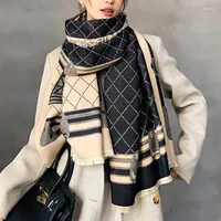 Scarves 2022 Autumn And Winter Scarf Female British Bagh Bristled Cashmere Shawl Dual-use Thick Couple