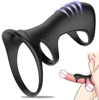 Sex Toys Vibrator Massager Zabawy Zakiecie silikonowe podwójne pierścienie penisa opóźnienie wytrysku elastyczne dla mężczyzn kutas męski moszna wiązanie