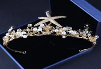 Shinning Beach Champagne Starfish Crystals Bridal Tiaras Crowns Headpox Headpons Bridal Accessories Wedding Tiarascrowns T302501
