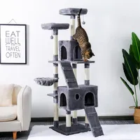 Cat Furniture Scratchers 180CM Multi-Level Tree For s With Cozy Perches Stable Climbing Frame Scratch Board Toys Gray Beige 2209092803