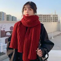 Scarves Solid Long Scarf For Female Students Autumn And Winter Korean Wool Knitted Warm Couple Tourism Man Scarfs