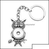 Keychains Lanyards Noosa Owl Wings Flowers Rhinestone Snap Key Chains Fit 18mm 스냅 버튼 자동차 가방 키링 드롭 배달 2021 K DHFGS