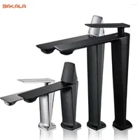 Bathroom Sink Faucets BAKALA White Chrome TALL Basin Faucet Cold And Water Mixer Single Handle Tap