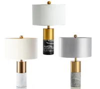Modern minimalistisch grijs wit cilindrisch marmeren tafellampen doek schaduw woonkamer slaapkamer bed kamerlampje makelaar 110V 220V