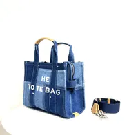 Lüks tote çanta mavi denim tuval 27-33cm alışveriş kadın tasarımcı çanta marcjocobs omuz top çantaları seyahat crossbody debriyaj çantaları totes bages naylon cüzdan