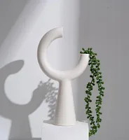 Vases Nordic Ins Notch Round Art Vase Ornaments Modern Home Decor Simple Flower Arrangement Ceramic Crafts Specialshaped White9218132