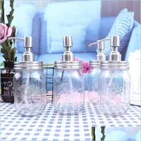 Liquid Soap Dispenser Diy Hand Soap Dispenser Pump Stainless Steel Lids Mason Jar Glass Transparent Relief Shower Gel Bottles High Q Dh2Rw