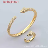Designer Carti Bracelets New leopard simple micro set zircon green eye bracelet ring men and women can wear pe 9RTM3007203