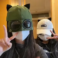 Ball Caps Cat Ears Pilot Glasses Baseball Cap Female Spring And Summer Sunglasses Peaked Korean Style Versatile Student