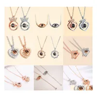 Pendant Necklaces 100 Language Vibrato With The Same Love Memory Projection Necklace Men And Women Couple Pendant Drop Delivery Jewe Dhyle