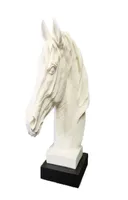 Nordic White Sandstone Horse Head Statue Sculpture Resin Ornaments Home Living Room Bedroom Decoration Geometric Accessories 21041
