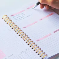 Wöchentliche Planer Notebook -Handbuch Kawaii Niedlichen Pink Journal Notizbilder Purple Täglich schöpfen Schulmaterial