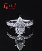 7x11mm 3ct Pear Cut Silver 925 Ring Luxury Rhodium Plated Engagement half Ring Band for Women Girls 2208172260643