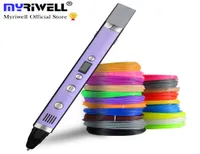Myriwell 175mm Abspla fai da te a led a penna 3d a led a carico 3D Pen100m Filamento Giocattole creativo per bambini Design 220428