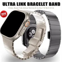 Smart Straps Titanium Starlight Link Bracelet Stainless Steel Watchband Bandlight Color Color Clasp Clasp for Apple Watch Series 3 4 5 6 7 8 SE Ultra 49mm
