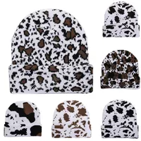 Fashion Winter Femmes Chatte chaud Skull Migne Cow Leopard Print ￉tudiant Unisexe Banie en tricot Bonnet Gorras Hip Hop Cap