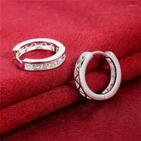 Hoop Earrings Pure Silver Small For Women Crystal Earcuff Brincos Femme Wedding Bridal Jewelry Pendientes Oorbellen Gifts