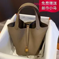 Designer Herme Picotin Lock Bag Bags Handbag online store Vegetable basket genuine leather women's 2022 new Togo bucket head hand