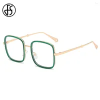 Sunglasses FS Fashion Green Gold Frame Blue Light Blocking Glasses Women Men Anti Oversize Square Eyewear Optical Spectacle