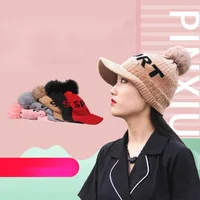 Bollm￶ssor Vinterp￤ls Pompom Hat For Women Spring Cotton Sticked Baseball Cap med Pompon Brand Visor Ladies Skullies Beanies