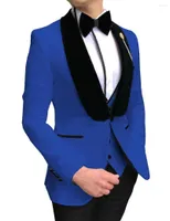 Herenpakken 2022 Nieuwste jas pantontwerp Royal Blue Men Pak Set slanke fit 3 stcs formele tuxedo bruidegom bruiloft aangepaste prom terno masculino