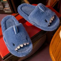 Slippers Women Shark Cotton Slippers Winter Warm Slides AntiSkid Cute Couple Outdoor Indoor House Shoes Fuzzy Slippers Chaussure Femme J221102
