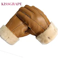 Five Fingers Gloves Men Winter Warm Genuine Sheep Fur for Thermal Goat Cashmere Real Leather Snow Manual 221123