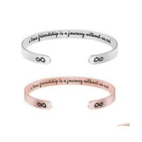 Cuff Stainless Steel Cuff Bangle Bracelet Engraved Letter A True Friendship Is Journey Without An End Inspirational Word Bracelets F Dhyfm