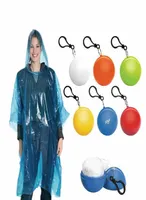 Rain Wear Portable Raincoat Ball Women Men Outdoor Rainwear Waterproof Disposable Camping Hooded Ponchos Plastic Keyring Ball Rain8551466