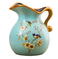Vases Creative American Style Flower And Bird Table Vase Ceramic Small Milk Pot Craft Home Decoration Household Ornament