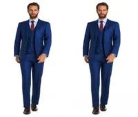 Custom Made Three Piece Blue Wedding Tuxedos Slim Style Mens Suits For Wedding Prom Evening Wear JacketPantsVest2285841