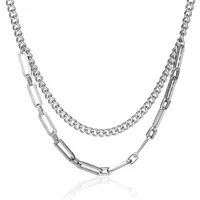 Pendant Necklaces Stainless Steel Heavy Paperclip Chain For Women Men Silver Necklace
