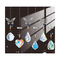 Juldekorationer Juldekorationer 6st Kristaller h￤ngande prismor med fj￤rilsl￤nda mini -halsband f￶r kvinnliga g￥vor h￥ller DHS7O