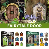 Garden Decorations Miniature Fairy Gnome Door Figurines Elf Home For Yard Art Tree Sculpture Statues Decor Outdoor